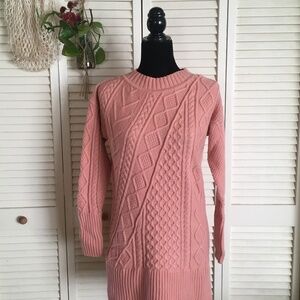 J. Crew Blush Cable Knit Long Sleeve Dress